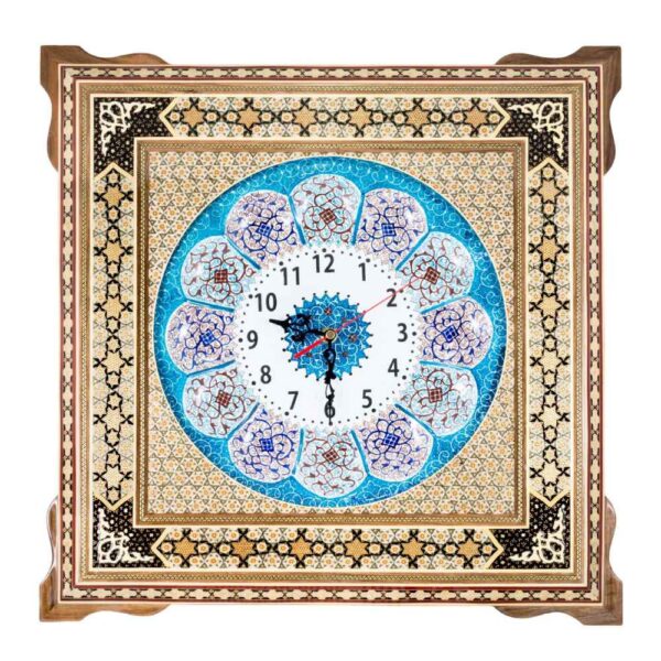 Handgefertigte persische Holzwanduhr - Khatam Intarsienkunst, Zina