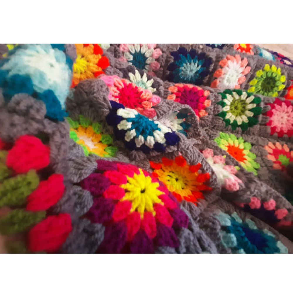 Häkelwurfdecke für Sofa und Bett, kariert, Bohemian Haleh