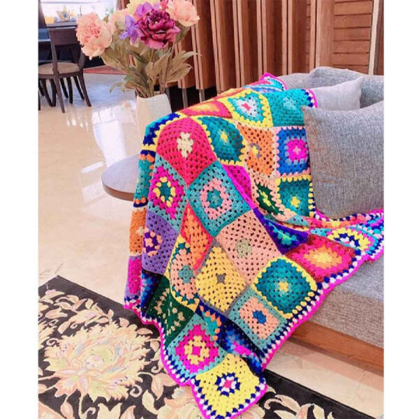 Häkelwurfdecke für Sofa und Bett, kariert, Bohemian Paria