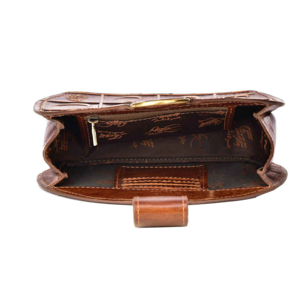 Echte Leder-Umhängetasche mit Paisley-Muster – Modell Rima