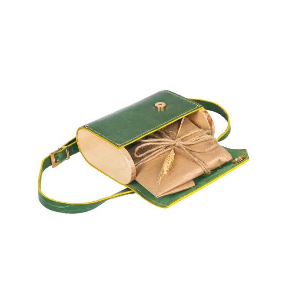 Luxuriöse handgefertigte Leder-Umhängetasche – Olive Edition