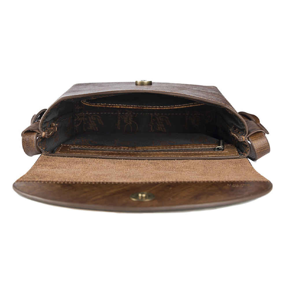 Handgefertigte Leder-Umhängetasche – Persische Kalligraphie Rasa