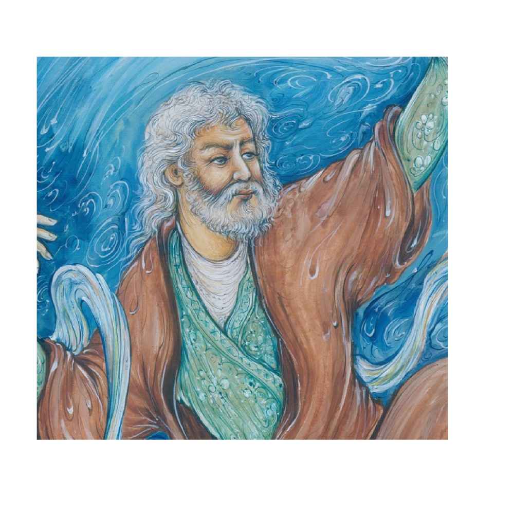 Original persische Miniaturkunstmalerei: Aquarell – Khayam von Rasoul Motamedi