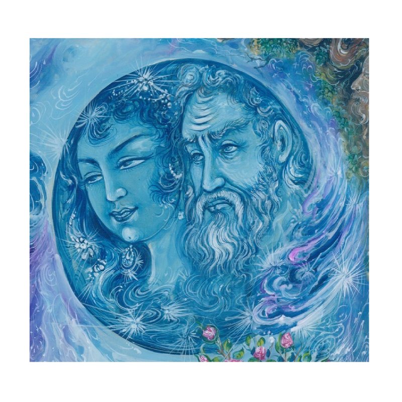 Original persische Miniaturkunstmalerei: Aquarell – Khayam von Rasoul Motamedi