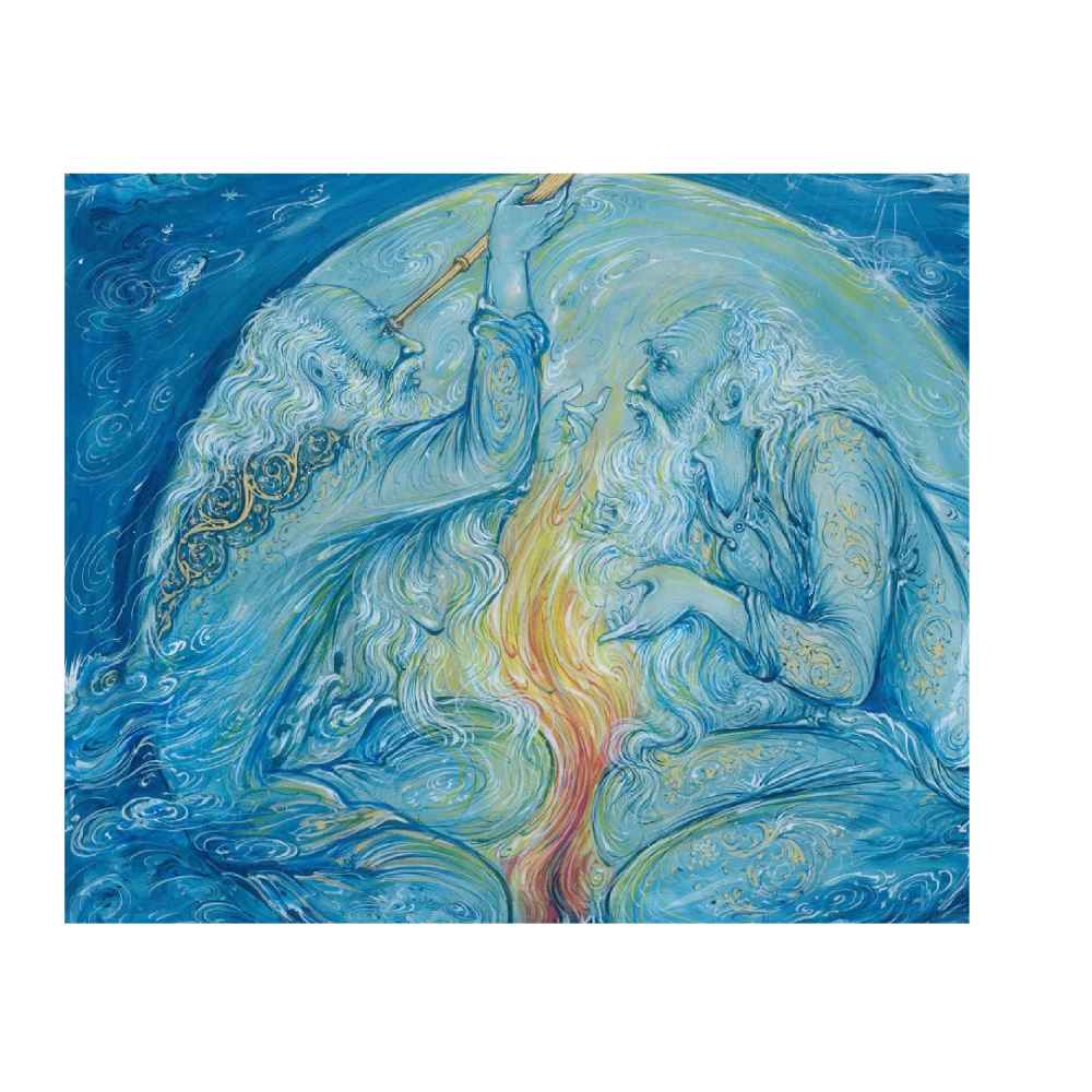 Original persische Miniaturmalerei: Aquarell – Khayam Sun von Rasoul Motamedi