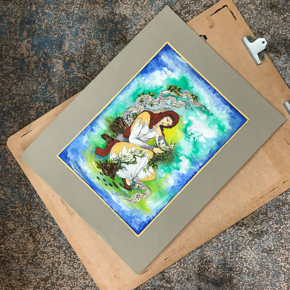 Original persische Miniaturkunstmalerei: Aquarell – Frauen von Rasoul Motamedi