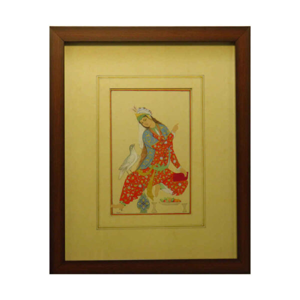 Original persische Safawiden-Malerei: Aquarell und Gouache auf Karton - Abbasi