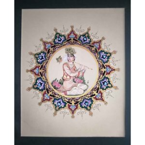 Original persische Miniaturmalerei: Gouache auf Karton – Banoo von Mohadeseh Asari