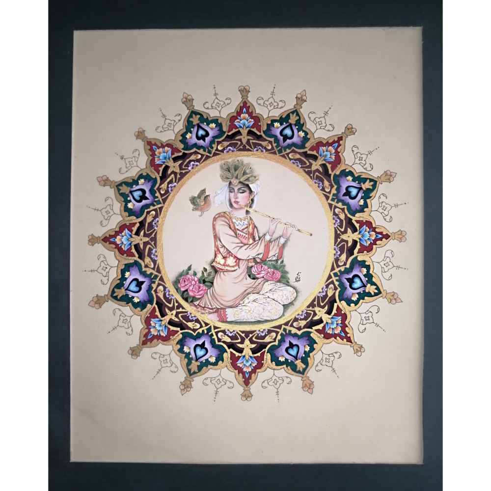 Original persische Miniaturmalerei: Gouache auf Karton - Banoo von Mohadeseh Asari