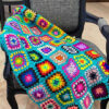 Häkelwurfdecke für Sofa und Bett, kariert, Bohemian Delara