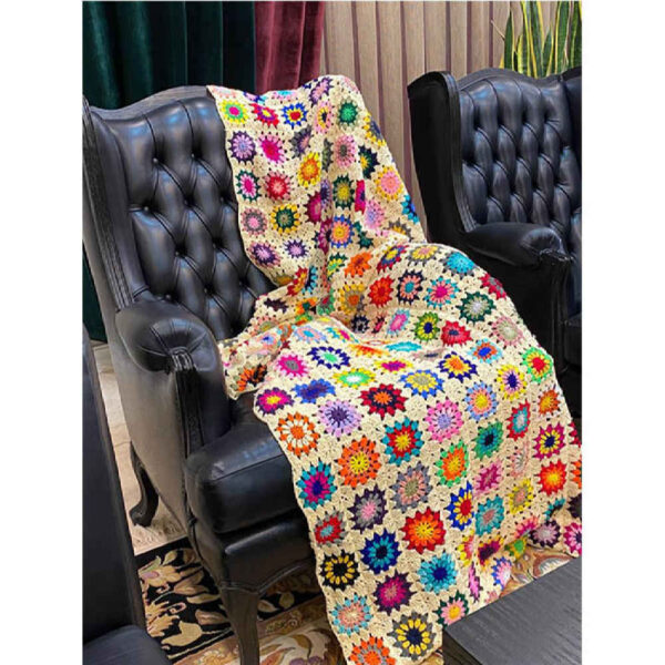 Häkelwurfdecke für Sofa und Bett, kariert, Bohemian Rasa