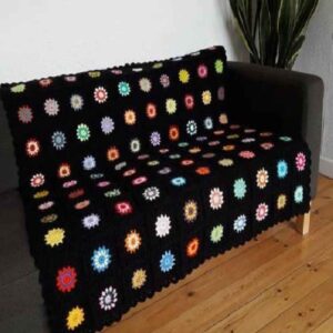 Häkelwurfdecke für Sofa und Bett, kariert, Bohemian Ronak