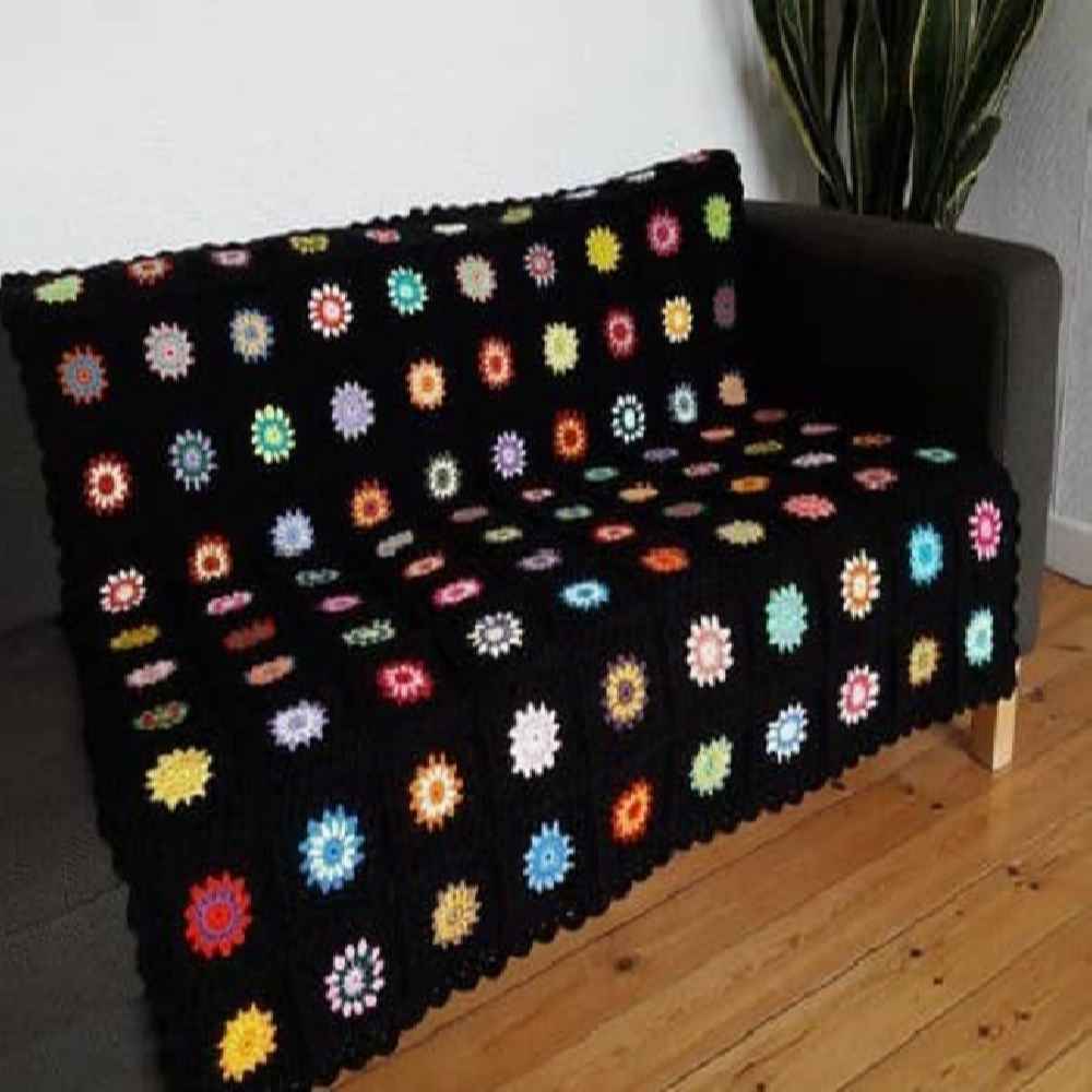 Häkelwurfdecke für Sofa und Bett, kariert, Bohemian Ronak