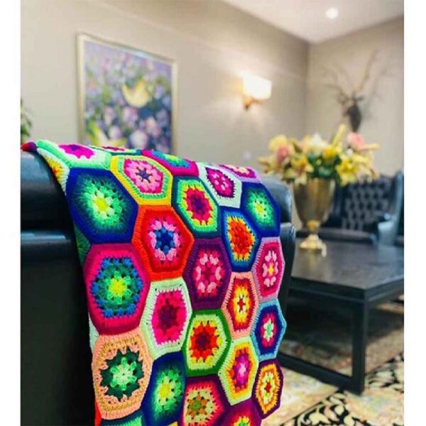 Häkelwurfdecke für Sofa und Bett, kariert, Bohemian Sara