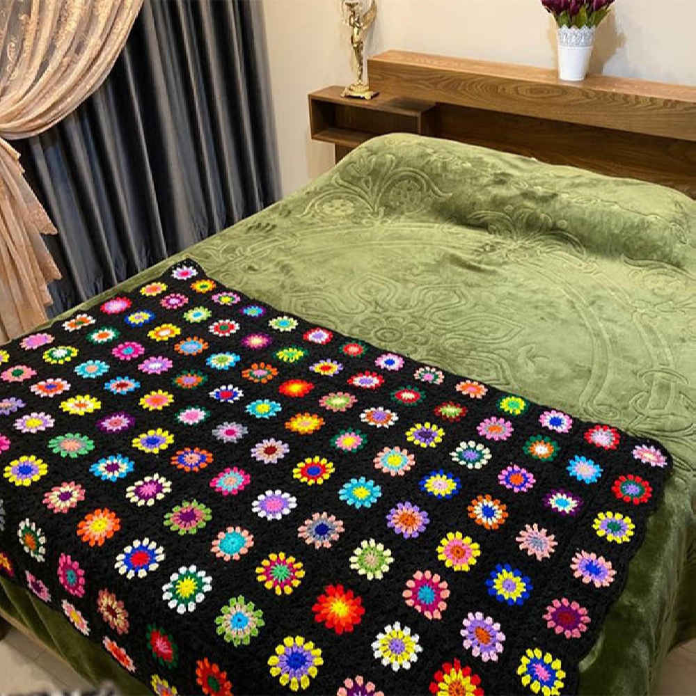 Häkelwurfdecke für Sofa und Bett, kariert, Bohemian Tara