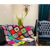 Häkelwurfdecke für Sofa und Bett, kariert, Bohemian Ziba