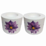 Set von 2 Gips-Teelichthaltern Modell Blume