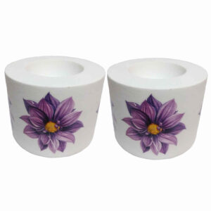 Set von 2 Gips-Teelichthaltern Modell Blume
