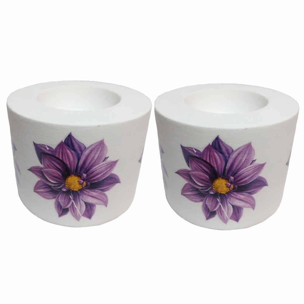 Set von 2 Gips-Teelichthaltern Modell Blume