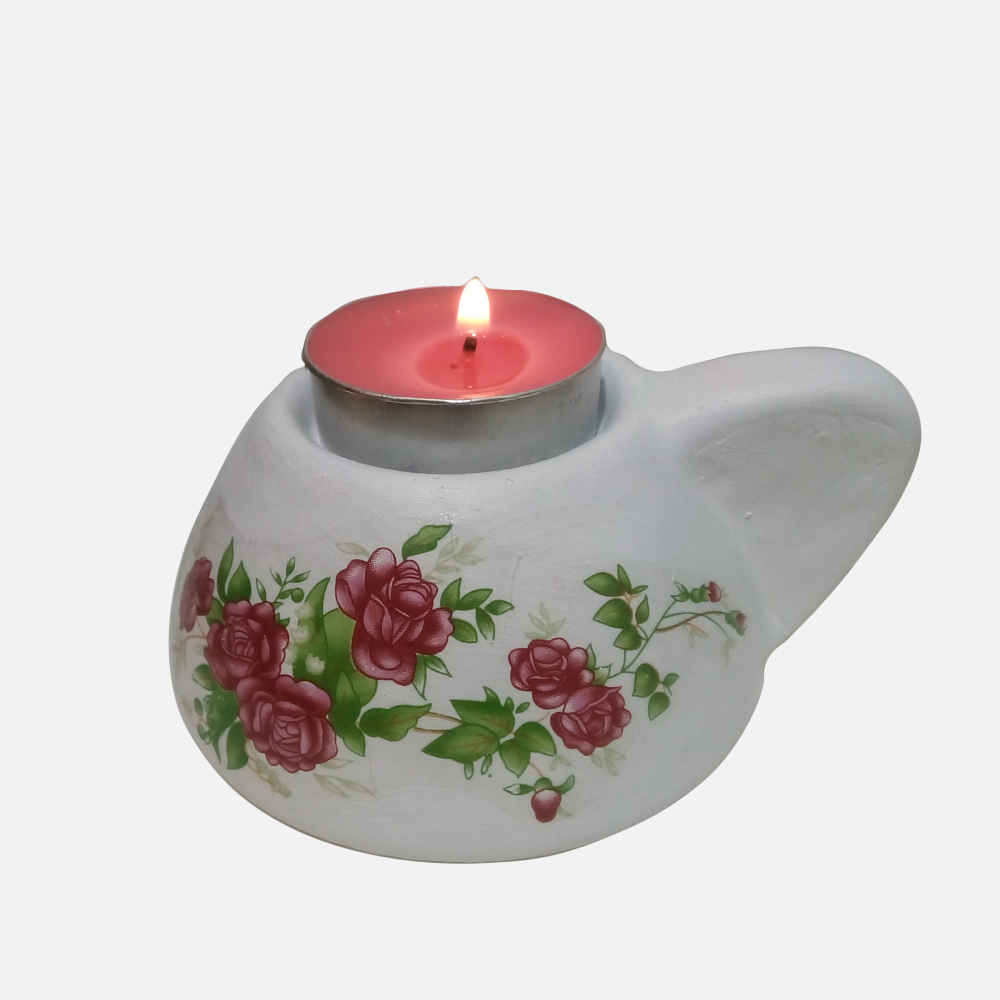 Set von 2 Gips-Teelichthaltern Modell Roya