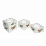 Set von 3 Gips-Teelichthaltern Modell Kiana