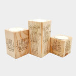 Massiver Holz-Würfel-Teelichthalter Set aus 3 / Leben