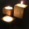 Massiver Holz-Würfel-Teelichthalter Set aus 3 / Niemals aufgeben