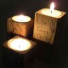 Massiver Holz-Würfel-Teelichthalter Set aus 3 / Rose