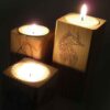 Massiver Holz-Würfel-Teelichthalter Set aus 3 / Muschel