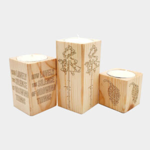 Massiver Holz-Würfel-Teelichthalter Set aus 3 / Sokot