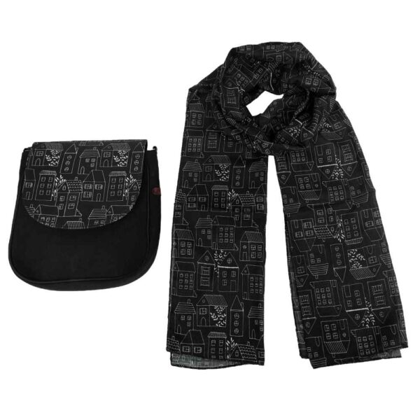 Bohemian Crossbody-Umhängetasche & Schal-Set mit Landhaus-Thema