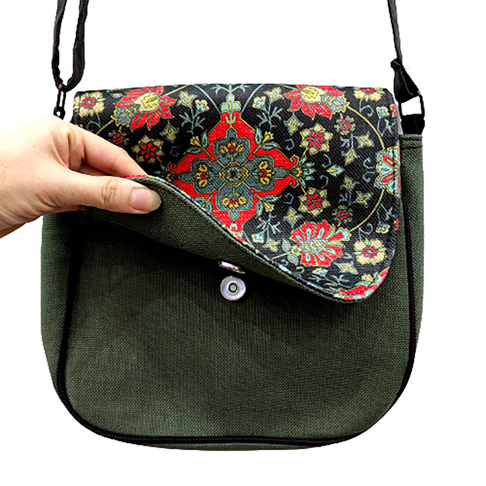 Bohemian Crossbody-Umhängetasche & Schal-Set mit Eslimi-Muster