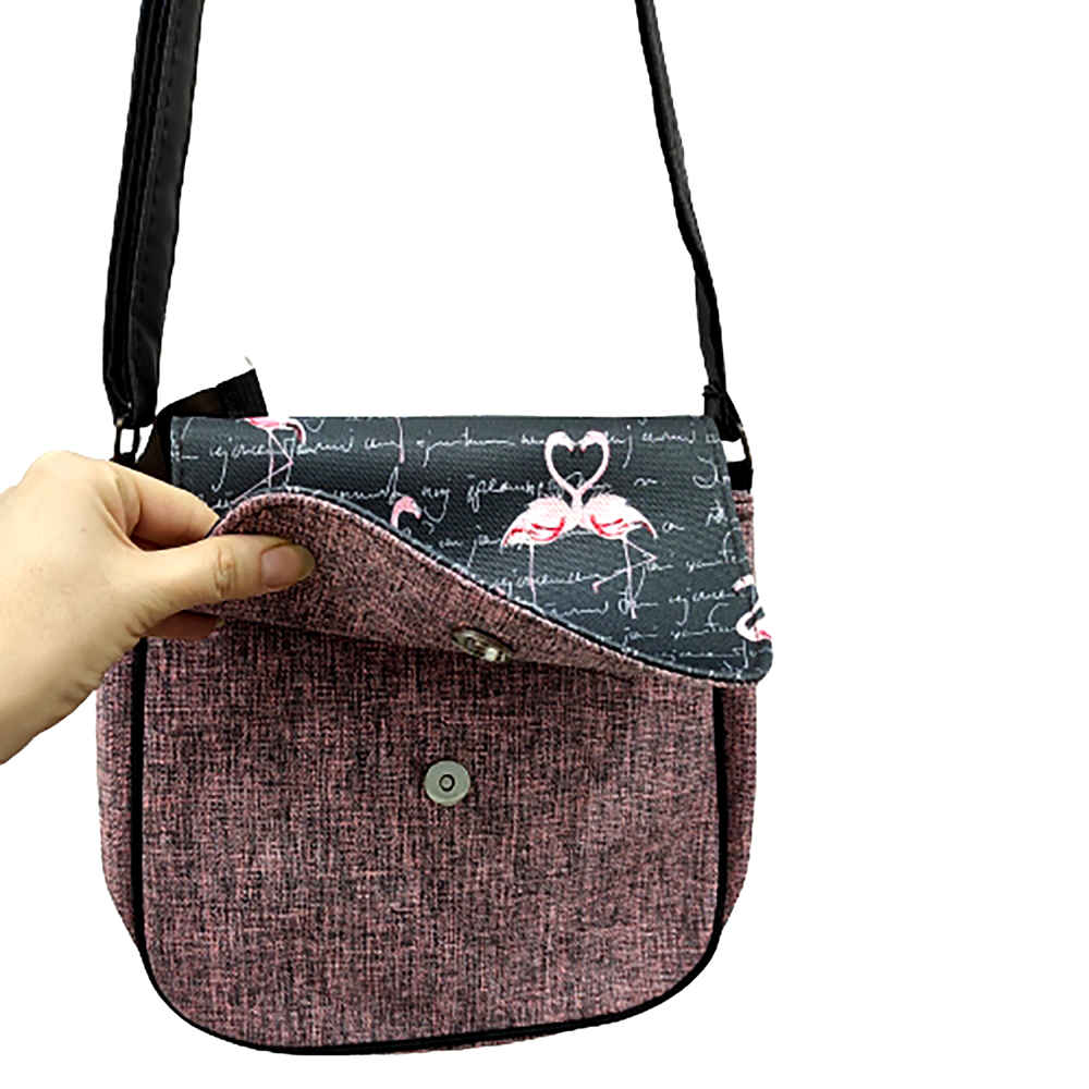 Bohemian Crossbody-Umhängetasche & Schal-Set mit Flamingo-Design