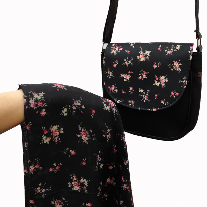 Bohemian Crossbody-Umhängetasche & Schal-Set mit Rosendesign