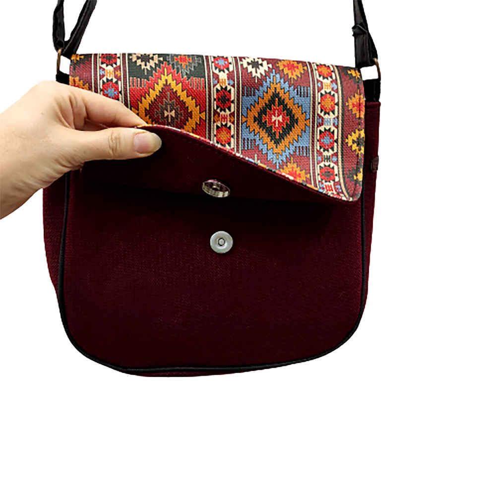 Bohemian Crossbody-Umhängetasche & Schal-Set mit traditionellem Design