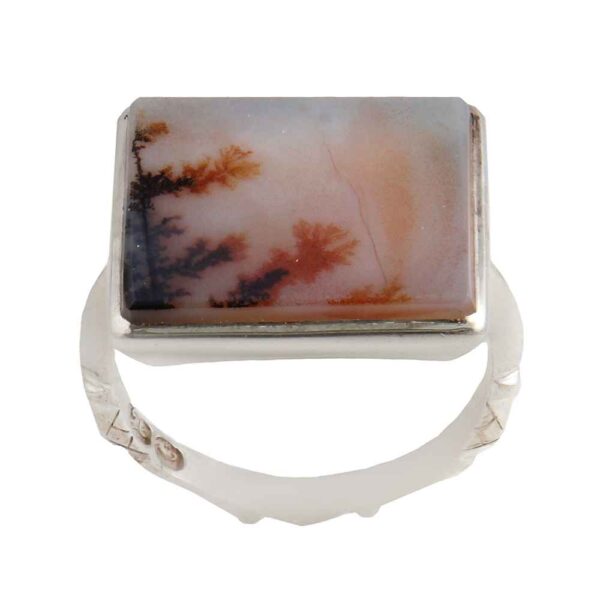 Persischer dendritischer Achat Shajar Silberring für Herren Rambod