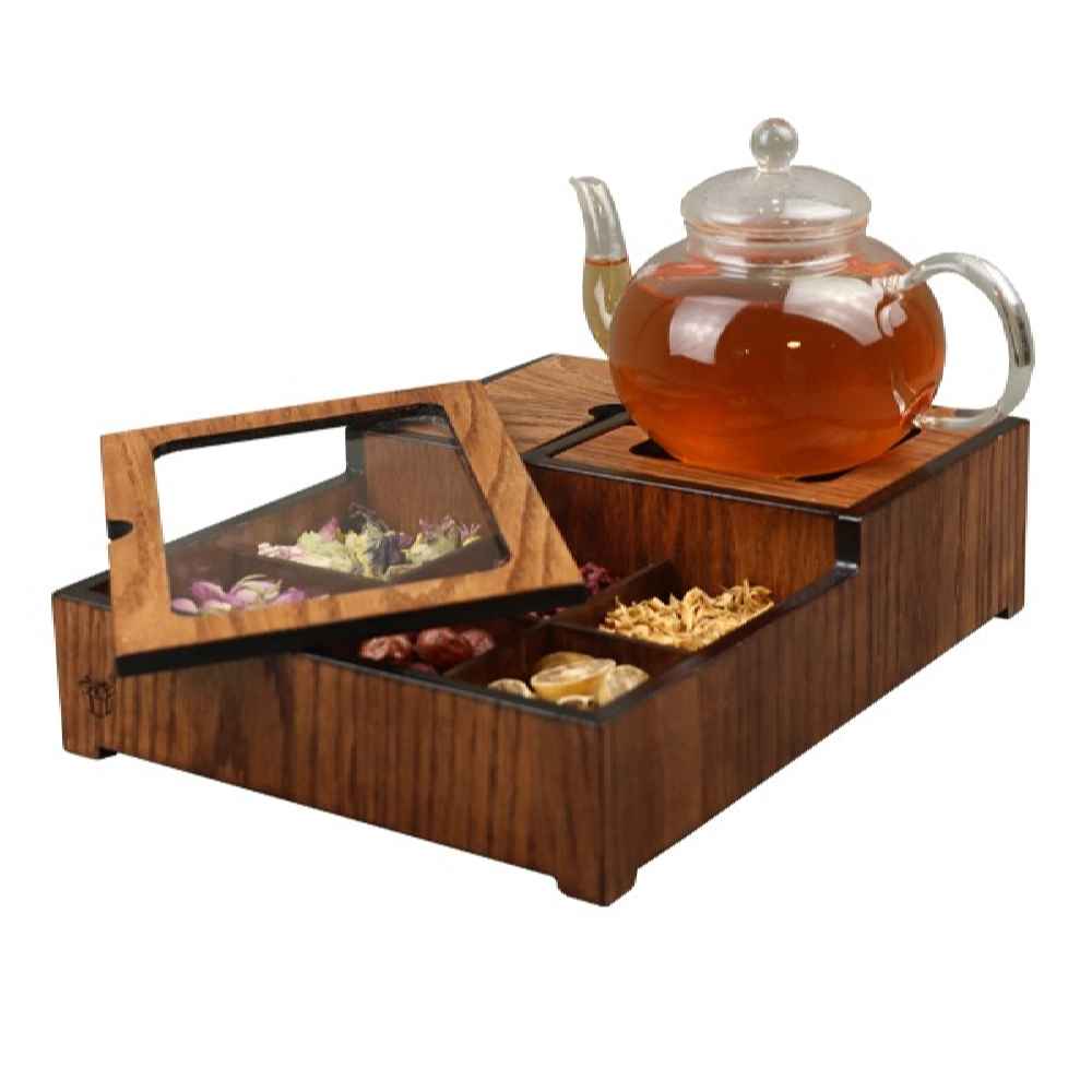 Holz-Teebeutelkästchen mit Teewärmer Andia