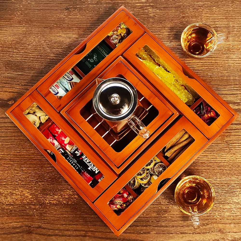 Holz-Teebeutelkästchen mit Teewärmer Arad