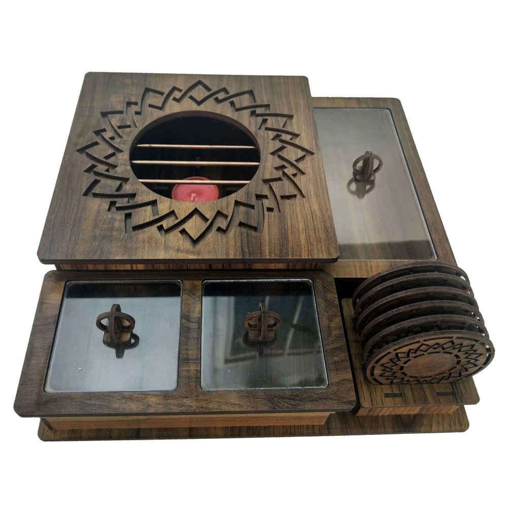 Holz-Teebeutelkästchen mit Teewärmer Aryana