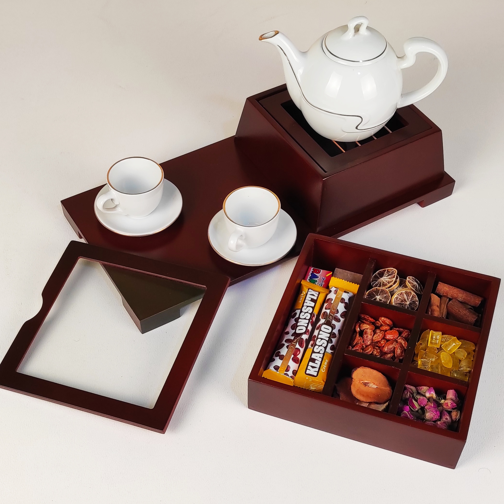 Holz-Teebeutelkästchen mit Teewärmer Delsa