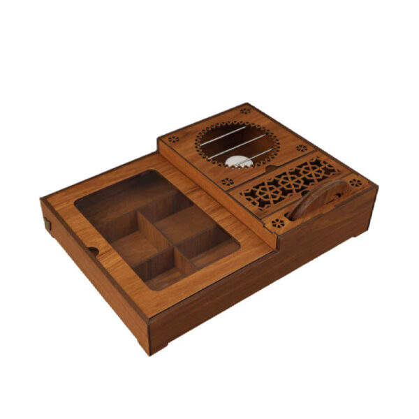 Holz-Teebeutelkästchen mit Teewärmer Mahdis