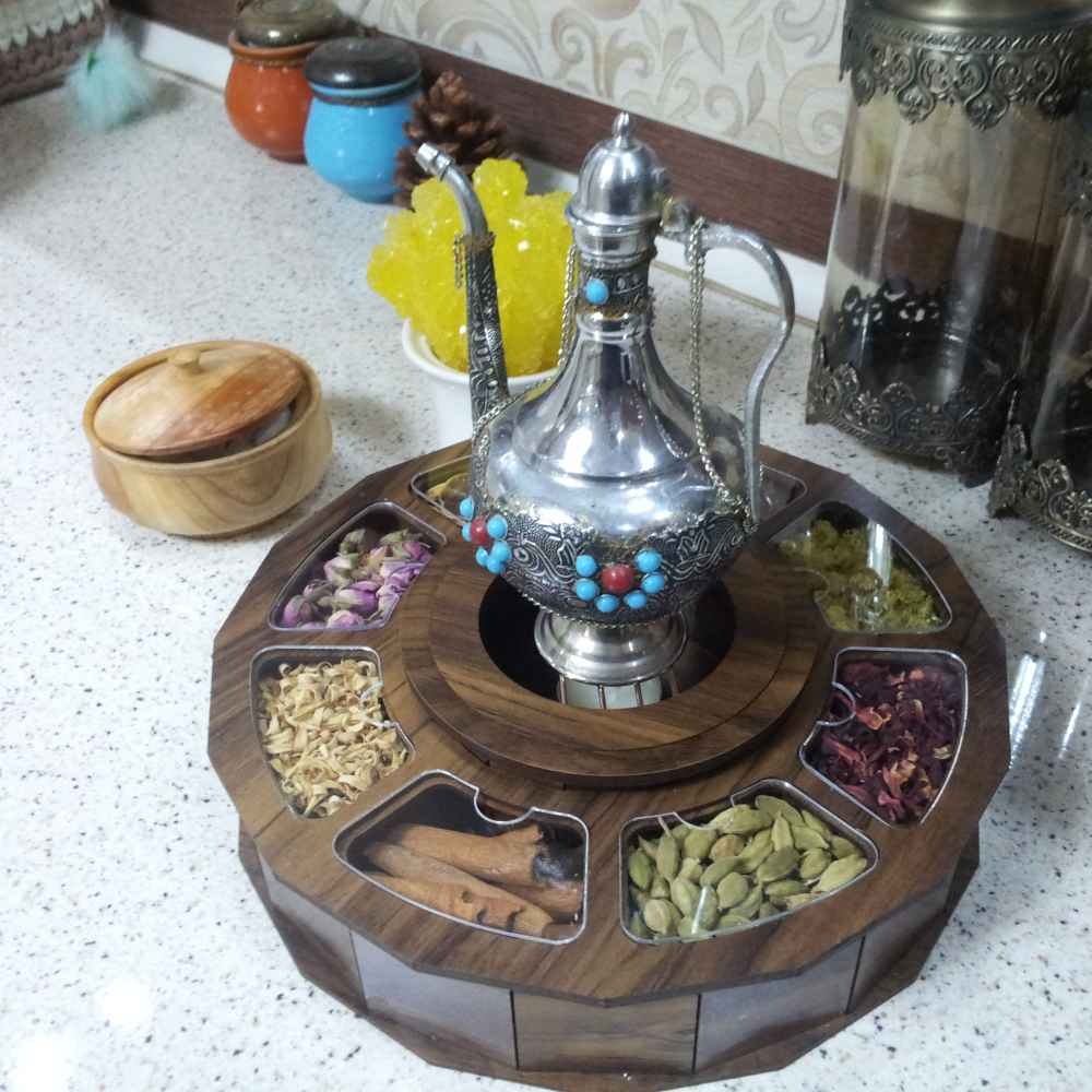 Holz-Teebeutelkästchen mit Teewärmer Mehrsa