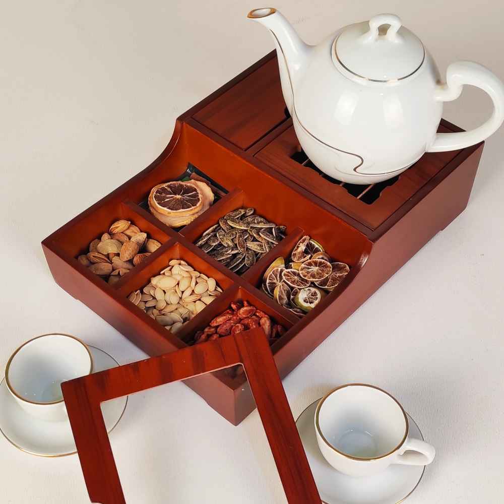 Holz-Teebeutelkästchen mit Teewärmer Nafas