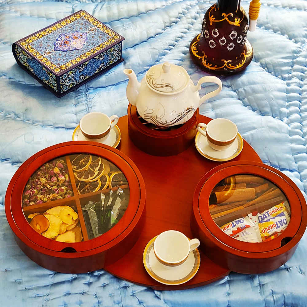 Holz-Teebeutelkästchen mit Teewärmer Shahrzad