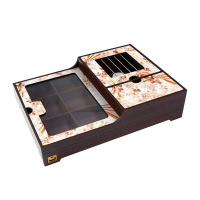 Holz Teebox Organizer mit eingebautem Wärmer für Snacks & Schokolade – Yekta Modell