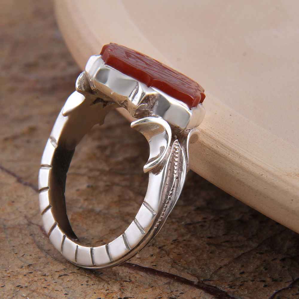 Islamischer jemenitischer Aqeeq-Silberring für Männer Ya Zahra