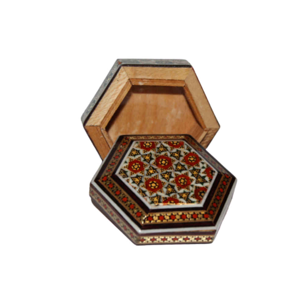 Handgefertigte Holz-Schmuckbox mit persischem Khatam-Design – Eslimi
