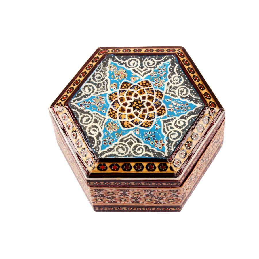 Handgefertigte Holz-Schmuckbox mit persischem Khatam-Design - Haleh