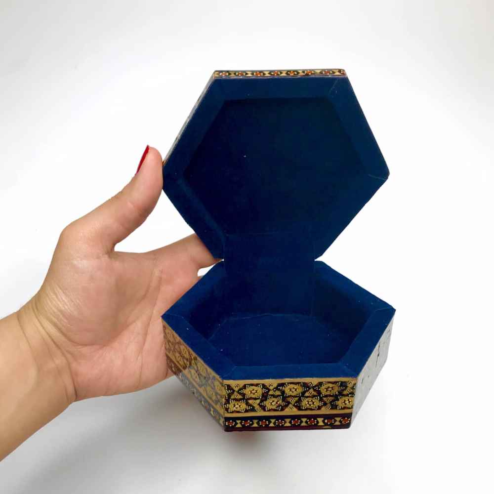 Handgefertigte Holz-Schmuckbox mit persischem Khatam-Design – Hatam