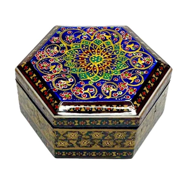 Handgefertigte Holz-Schmuckbox mit persischem Khatam-Design - Hatam